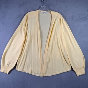 Chicos Cardigan Womens L/2 Yellow Ottoman Stitch Open Front Lightweight Prep NEW